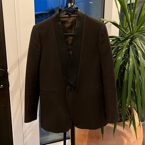 Neil Barrett Brown Blazer with Black Leather Lapel